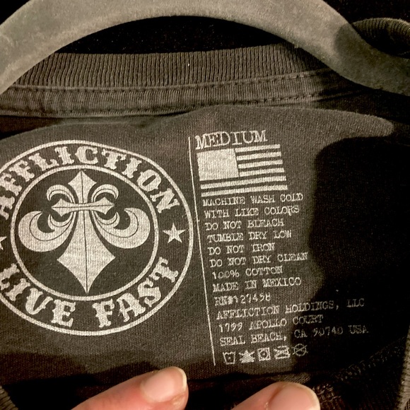 Affliction Men’s American Customs Graphic “ACES HIGH” SS Tee size Medium - Picture 3 of 5